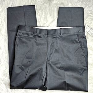 PERRY ELLIS PREMIUM Men's Gray Flat Front Dress Pants